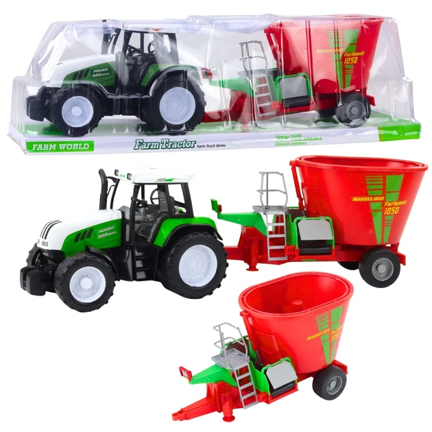 Zabawka LEAN Toys Traktor Rolniczy Farmerski Z Przyczepą Mieszalnik Paszy 50cm Zielona (5905991060543) - obraz 4