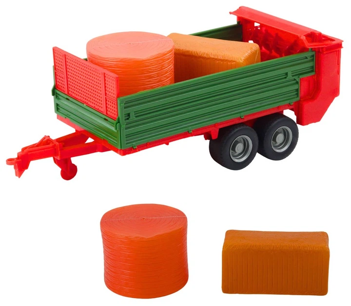 Zabawka LEAN Toys Traktor Rolniczy Farmerski Z Zieloną Przyczepą i Sianem 62 cm Czerwona (5905991058571) - obraz 3