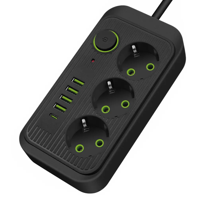 Сетевой фильтр удлинитель 2м 2500Вт (3 розетки + 4xUSB + Type-C) F09U Черный (см11857) - Фото 5 Сетевой фильтр удлинитель 2м 2500Вт (3 розетки + 4xUSB + Type-C) F09U Черный (см11857) - изображение 5