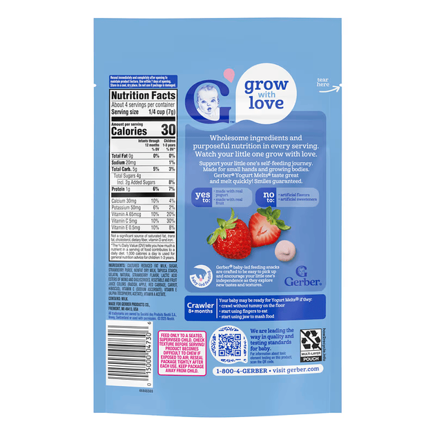 Дитячі йогуртові снеки Gerber Yogurt Melts Полуниця, сублімовані, з 8 місяців, 28 г - зображення 2