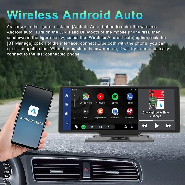 Автомагнітола CAMECHO A3247 / 10.26" / Сенсорна / Apple CarPlay / Android Auto / Bluetooth / WI-FI / FM / USB / AUX / TF slot b5 - Б/В - зображення 5