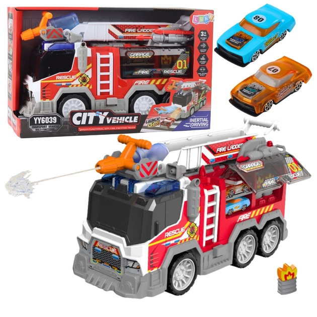 Wóz strażacki Lean Toys z dźwiękiem, światłami i napędem oraz z otwieranymi drzwiami 27887 Czerwony (5905991083108) - obraz 4