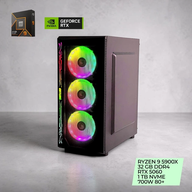 Игровой ПК AMD Ryzen 9 5900X / NVIDIA RTX 5060 / 32 GB DDR4 / 1 TB