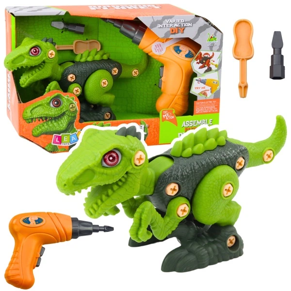 Ігровий набір LEAN Toys Динозавр для складання DIY з шуруповертом Зелений 725045 (5905991054054) - зображення 4