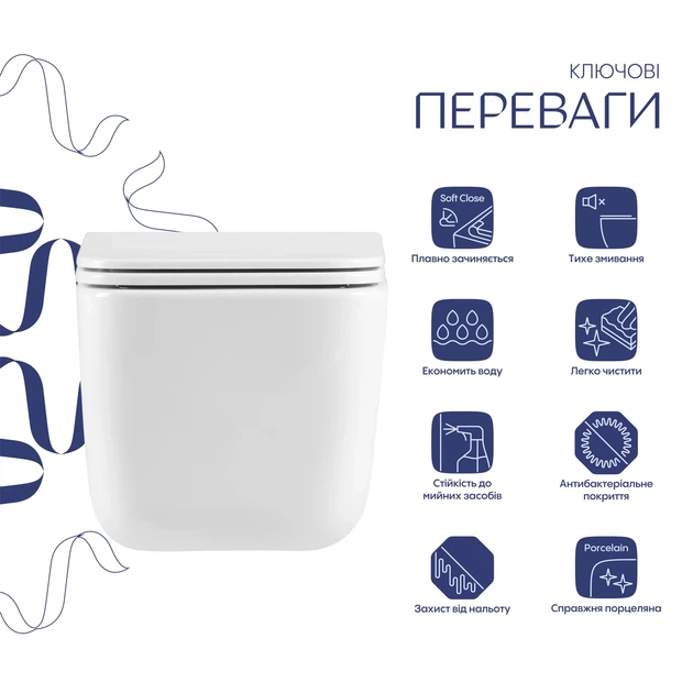 Унітаз підвісний Qtap Gemini безободковий з сидінням Soft-close QTGEM26W45430 - зображення 3