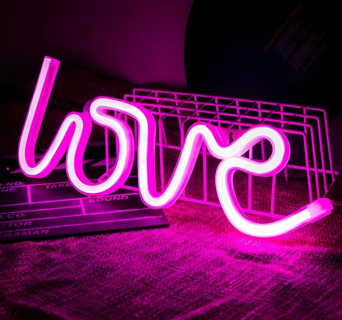 Світильник Нічник Настінний Неоновий Love Рожеве Тепле Світло - Фото 1 Світильник Нічник Настінний Неоновий Love Рожеве Тепле Світло - зображення 1