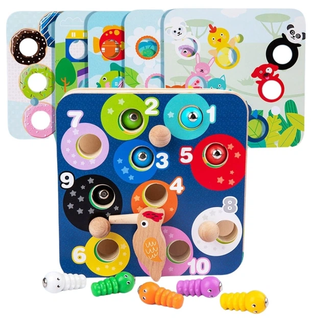 Гра на спритність Tooky Toy дерев'яна Дістань черв'ячків 2в1 (TP526) (6976831553555) - зображення 2