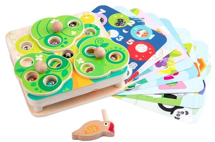 Гра на спритність Tooky Toy дерев'яна Дістань черв'ячків 2в1 (TP526) (6976831553555) - зображення 4