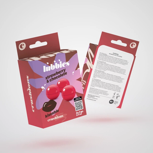 Масажні олійні кульки CRUSHIOUS Lubbies Kissable Полуниця та шоколад 3 г х 3 шт (7403254159938) - зображення 5