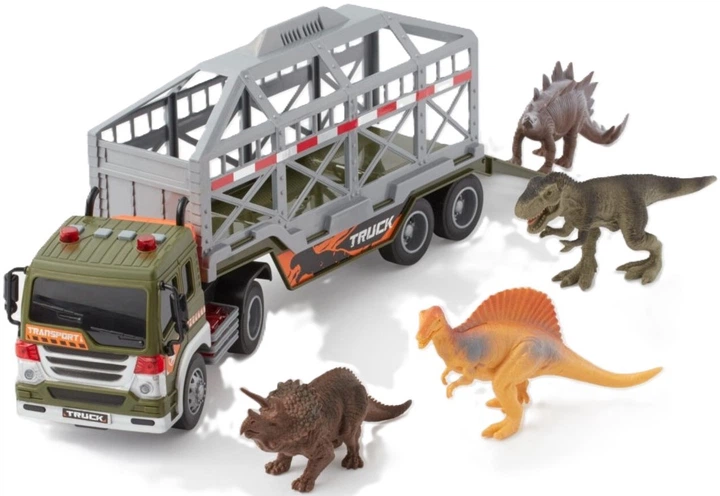 Ciężarówka Woopie transporter dinozaurów z efektami świetlnymi i dźwiękowymi 1:16 Zielona 57505 (5906280657505) - obraz 2