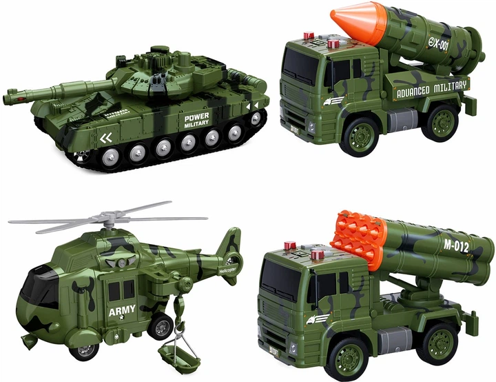 Zestaw pojazdów wojskowych Woopie Wyrzutnia + Czołg + Helikopter 1:20 Zielony 57499 (5906280657499) - obraz 2