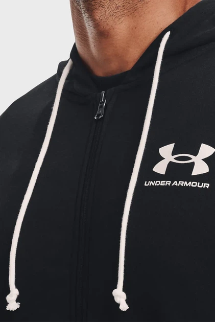 Чоловіче чорне худі UA Rival Terry LC FZ Under Armour S 1370409-001 - Фото 4 Чоловіче чорне худі UA Rival Terry LC FZ Under Armour S 1370409-001 - зображення 4