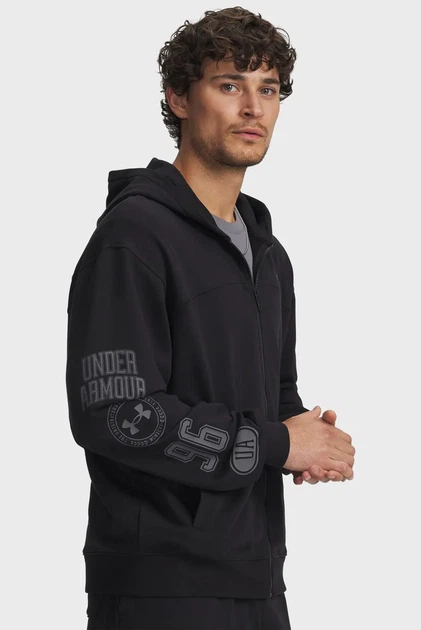 Чоловіче чорне худі UA Rival LW Graphic FZ Under Armour L 6014687-001 - Фото 1 Чоловіче чорне худі UA Rival LW Graphic FZ Under Armour L 6014687-001 - зображення 1