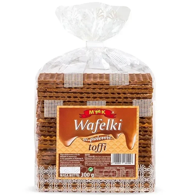 Вафлі Тоффі M&K Wafelki w polewie Toffi 300 г - Фото 1 Вафлі Тоффі M&K Wafelki w polewie Toffi 300 г - зображення 1