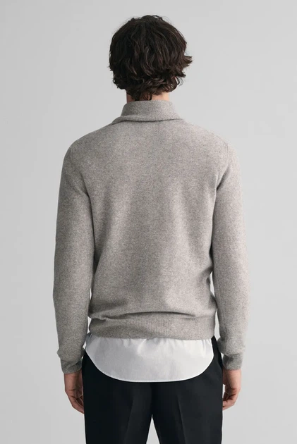 Чоловіча сіра вовняна кофта SUPERFINE LAMBSWOOL HALF ZIP Gant L 87213 - Фото 3 Чоловіча сіра вовняна кофта SUPERFINE LAMBSWOOL HALF ZIP Gant L 87213 - изображение 3