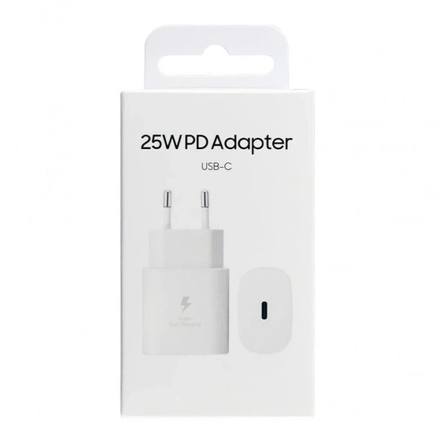 Сетевое зарядное устройство Sumsung USB-C 25W быстрая зарядка PD Fast Charging No Logo Белый - изображение 4