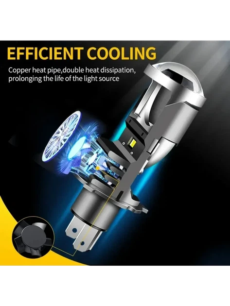 Світлодіодні лампи H4 Bi-LED з міні лінзами 100W 6000K – комплект для авто - Фото 5 Світлодіодні лампи H4 Bi-LED з міні лінзами 100W 6000K – комплект для авто - зображення 5