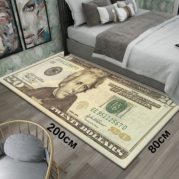 Стильный и износостойкий коврик для дома 80×200-"20 долларов" KT8000509 - изображение 3