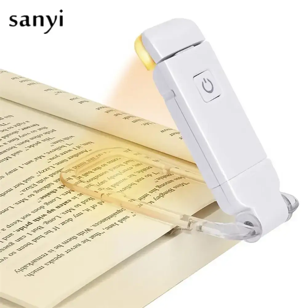Аккумуляторная LED лампа прищепка для чтения USB, портативный фонарик для книги, 3 режима, белая - изображение 4