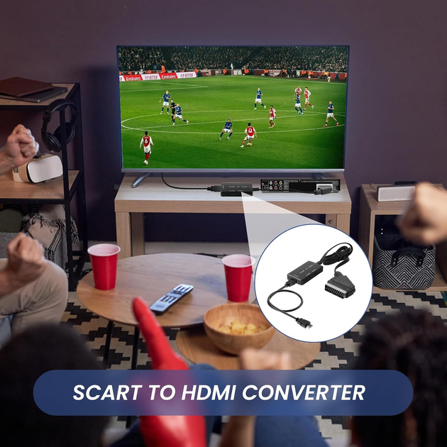 Конвертер SCART–HDMI 1080P з USB-кабелем, відео-аудіо адаптер для телевізора, проєктора, DVD, VHS і приставок - Фото 8 Конвертер SCART–HDMI 1080P з USB-кабелем, відео-аудіо адаптер для телевізора, проєктора, DVD, VHS і приставок - зображення 8