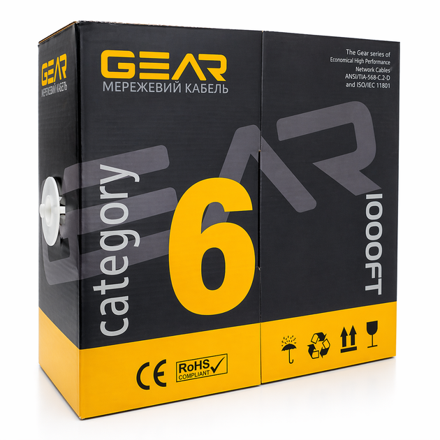 Мідна вита пара мережевий кабель GEAR Cat6 FTP мідний CU 305 м синя вита пара для роутерів комп’ютерів і серверів - Фото 2 Мідна вита пара мережевий кабель GEAR Cat6 FTP мідний CU 305 м синя вита пара для роутерів комп’ютерів і серверів - зображення 2