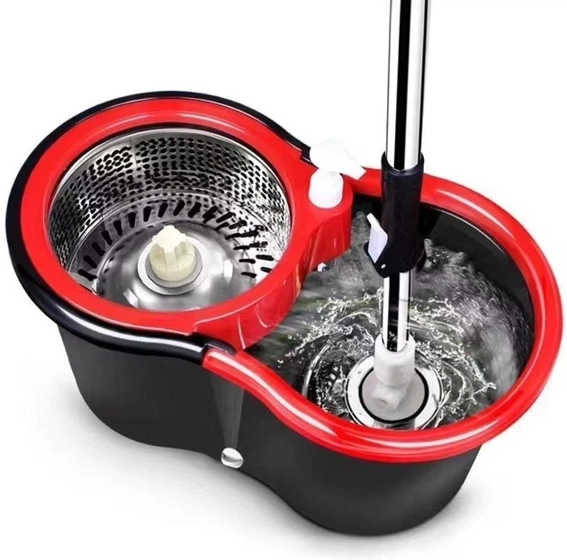 Швабра з віджимом Spin Mop з відром і центрифугою, швабра для підлоги з мікрофіброю, система легкого прибирання без відер і брудних рук - Фото 3 Швабра з віджимом Spin Mop з відром і центрифугою, швабра для підлоги з мікрофіброю, система легкого прибирання без відер і брудних рук - изображение 3