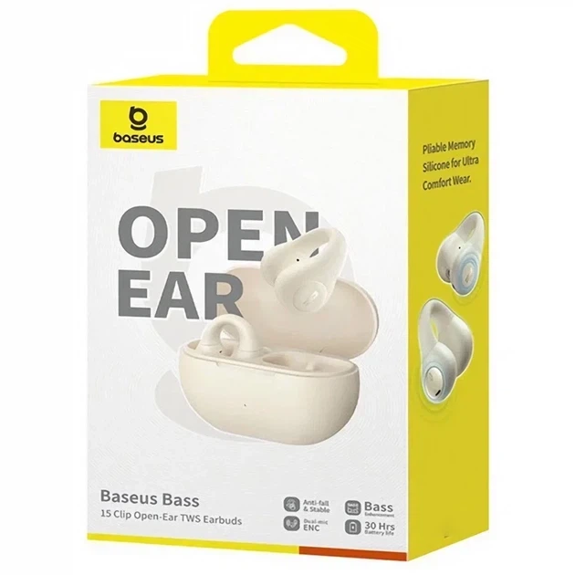 Беспроводные наушники Baseus Bass BC1 Open-Ear A0102401 White - Фото 3 Беспроводные наушники Baseus Bass BC1 Open-Ear A0102401 White - изображение 3