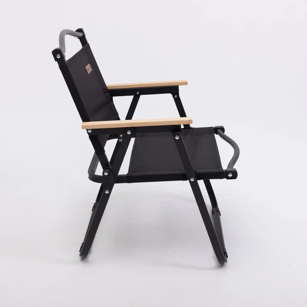Розкладне крісло для відпочинку 50×51×64 (см) стілець туристичний зі спинкою кемпінговий для риболовлі Чорне - зображення 4