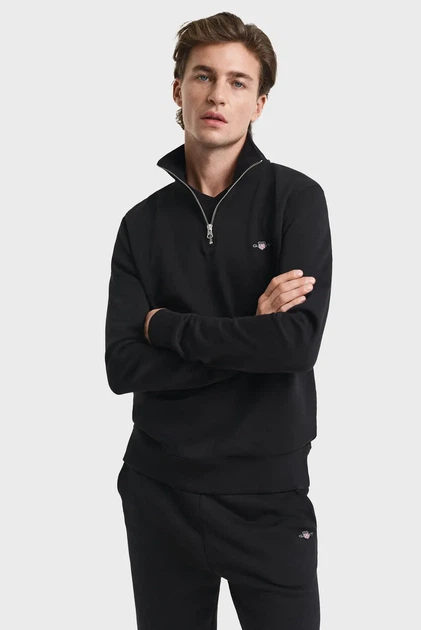 Чоловіча чорна спортивна кофта REG SHIELD HALF ZIP Gant M 2008005 - Фото 1 Чоловіча чорна спортивна кофта REG SHIELD HALF ZIP Gant M 2008005 - изображение 1