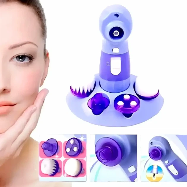 Аппарат для вакуумной чистки лица 25 Вт 20х7х6 см с 4 насадками Power Perfect Pore синий - изображение 2
