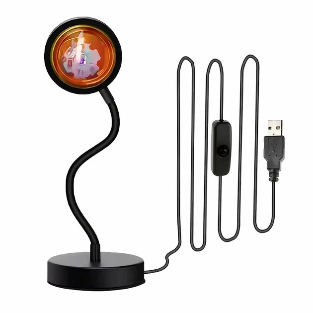Проекционная лампа гибкая 5 Вт USB RGB черная для создания атмосферы заката модель Sunset - изображение 3