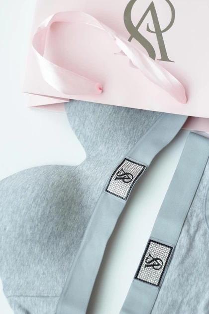 Комплект белья Victoria's Secret Cotton Lightly Lined Wireless Bra Shine Patch Grey Set 34C-S - изображение 6