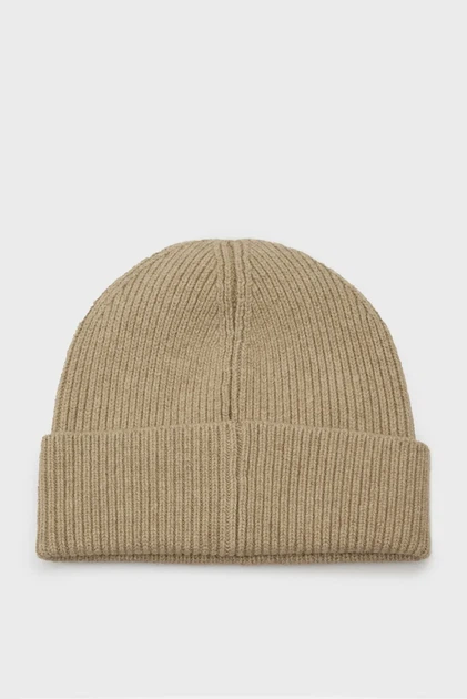 Чоловіча бежева вовняна шапка FINE KNITTED WOOL BEANIE Gant OS 9911034 - Фото 2 Чоловіча бежева вовняна шапка FINE KNITTED WOOL BEANIE Gant OS 9911034 - изображение 2