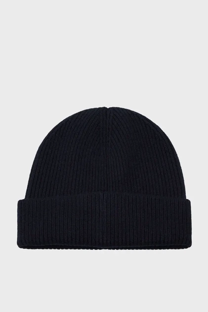 Чоловіча темно-синя вовняна шапка FINE KNITTED WOOL BEANIE Gant OS 9911034 - изображение 3