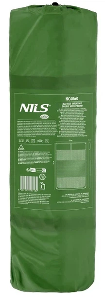 Килимок самонадувний Nils Camp для двох з подушкою Зелений NC4060 (5908261688737) - зображення 5