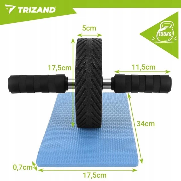 Ролик для пресса Trizand 27668 (ab wheel) с ковриком EVA, разборной, нескользящие ручки, для тренировок дома - изображение 2