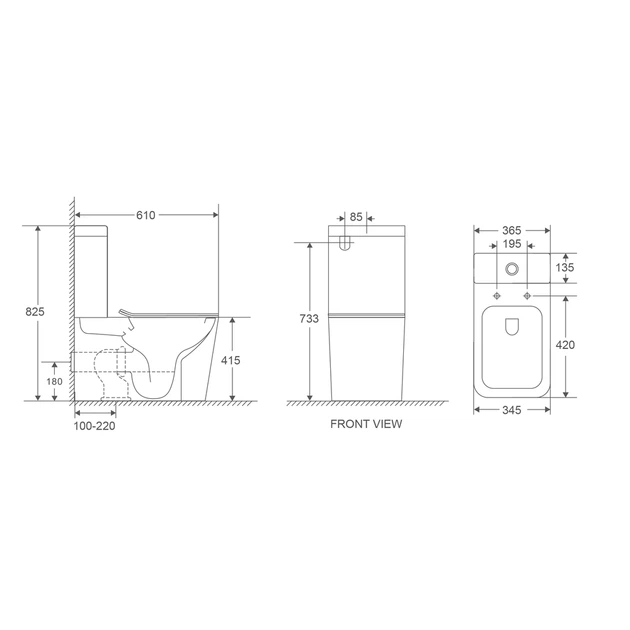 Унітаз-компакт підлоговий RIMLESS Білий Mixxus Premium Quadro MP6457 (00150308) - изображение 2