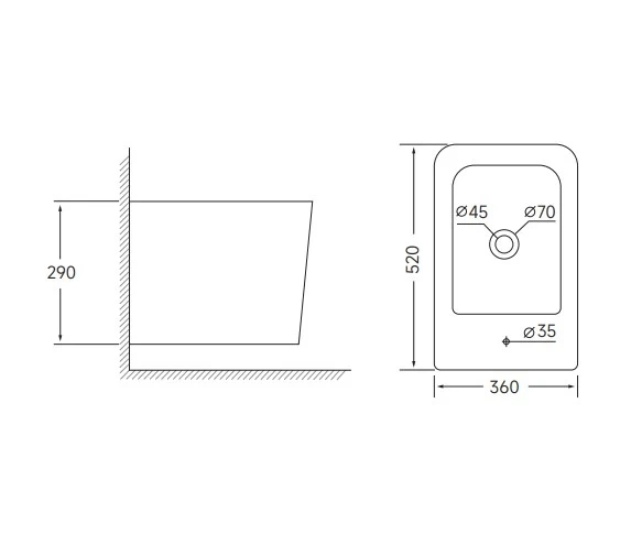 Біде підвісне Mixxus QUADRO-0502 520x360x290mm (MI6713) (00150323) - изображение 2