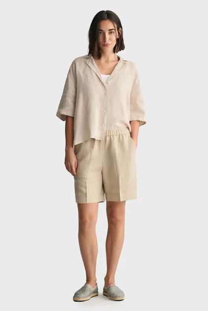 Жіночі бежеві лляні шорти REL LINEN BLEND PULL ON Gant 36 4020096 - изображение 4