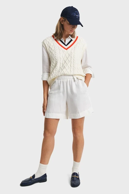 Жіночі білі лляні шорти REL LINEN BLEND Gant 34 4020116 - зображення 2