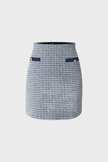 Жіноча синя твідова спідниця Classic jacquard skirt Mexx L MF007401451W - Фото 5 Жіноча синя твідова спідниця Classic jacquard skirt Mexx L MF007401451W - изображение 5