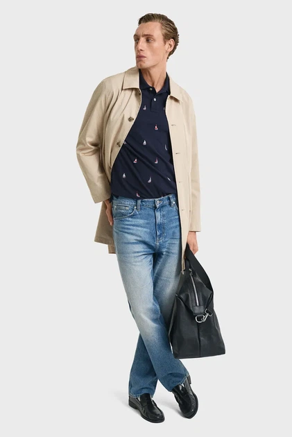 Чоловіче темно-синє поло з візерунком EMBROIDERED GRAPHIC Gant XXL 2014046 - изображение 2