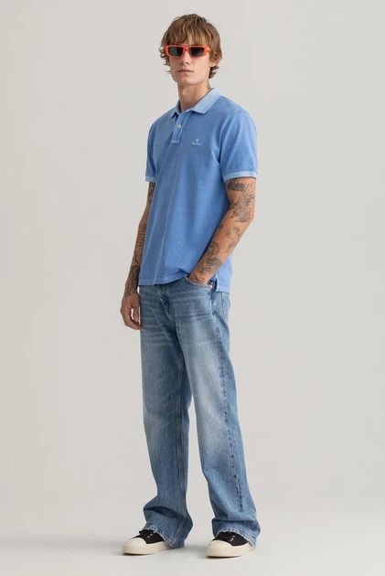Чоловіче блакитне поло SUNFADED PIQUE SS RUGGER Gant L 2052028 - изображение 2