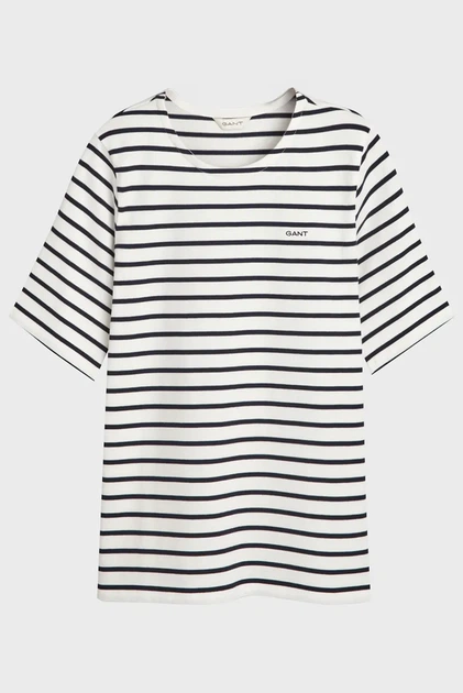 Жіноча біла футболка у смужку REG BRETON Gant S 4200591 - Фото 1 Жіноча біла футболка у смужку REG BRETON Gant S 4200591 - изображение 1