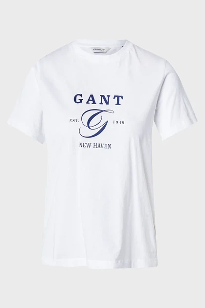 Жіноча біла футболка REG GRAPHIC Gant S 4200563 - изображение 6