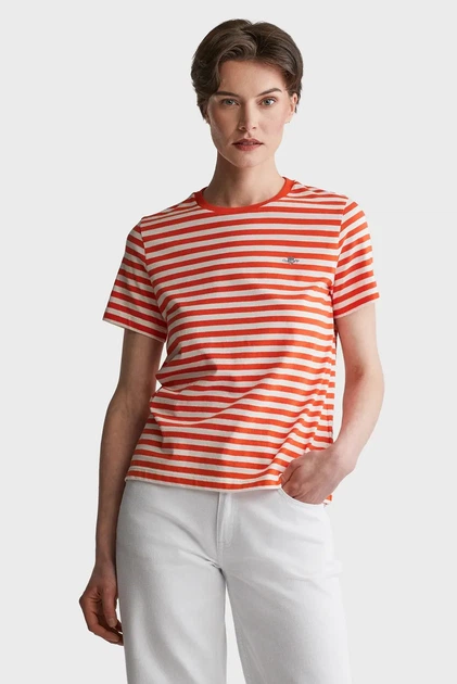Жіноча футболка у смужку REG STRIPED SHIELD Gant XS 4200564 - Фото 1 Жіноча футболка у смужку REG STRIPED SHIELD Gant XS 4200564 - зображення 1