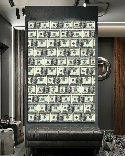 Картина з грошима та доларами «Dollars Wall» - для офісу - 40х60 см - изображение 8
