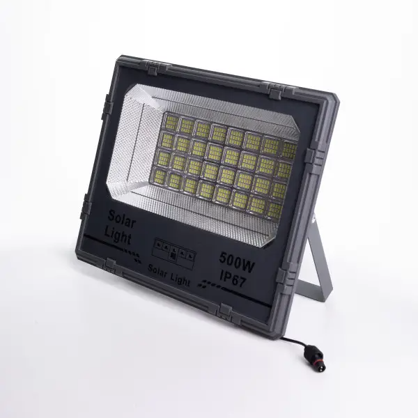 LED прожектор вуличний на сонячній батареї з датчиком руху для двору саду 500 Вт 480 LED IP67 з пультом ДК для фасадів спортмайданчиків флагман Чорний - зображення 9
