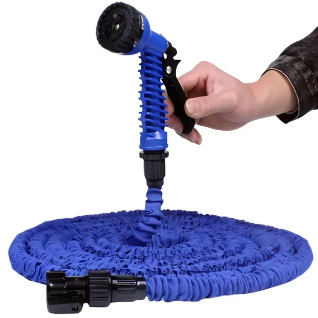 Шланг для поливу 60 м + розпилювач V-HOSE, Синій / Садовий поливальний шланг (L) - Фото 3 Шланг для поливу 60 м + розпилювач V-HOSE, Синій / Садовий поливальний шланг (L) - изображение 3