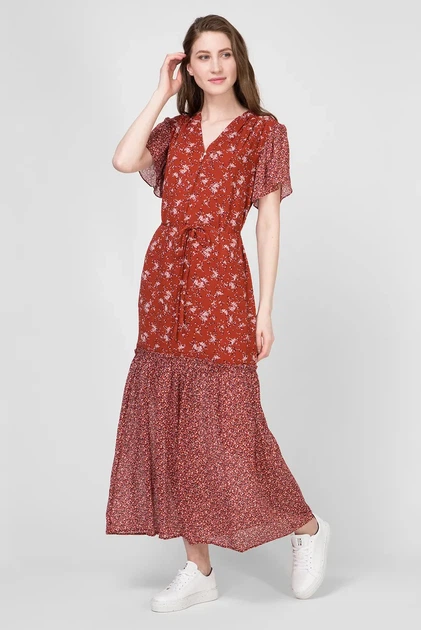 Жіноча бордова сукня з візерунком MIX PRINT Gant 34 4503084 - Фото 5 Жіноча бордова сукня з візерунком MIX PRINT Gant 34 4503084 - изображение 5